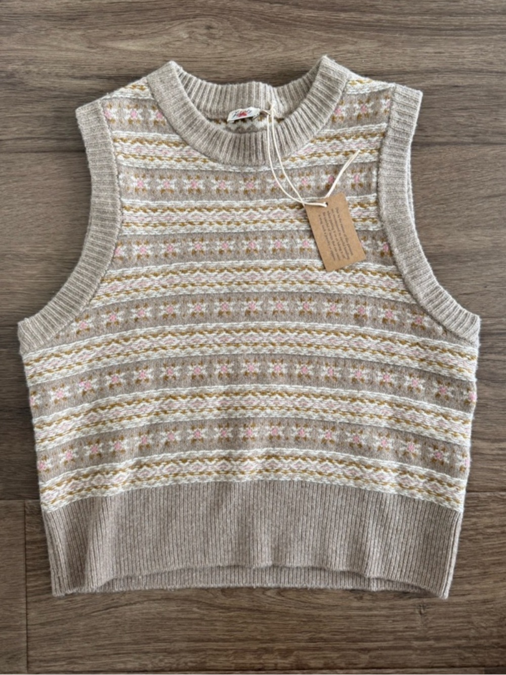 Faherty Highland Fair Isle Sweater Vest $148 NWT Wool Organic Cotton S
